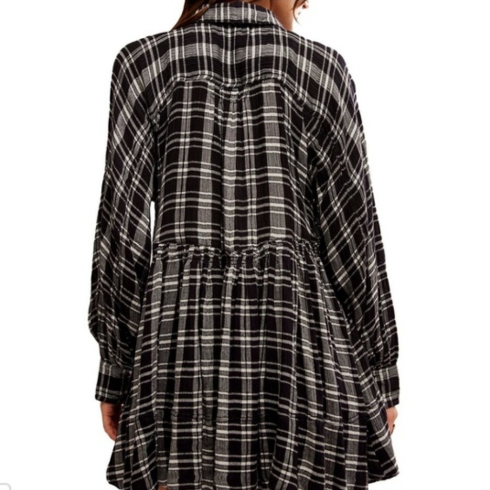 NWT Oversized Free People Hoffman Mini Dress Oversized black combo - Picture 6 of 13